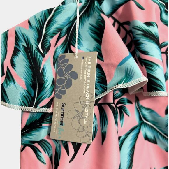 NWT Summer Mae's Maternity One Shoulder Flounce One Piece Bathing Suit Small - Picture 9 of 13